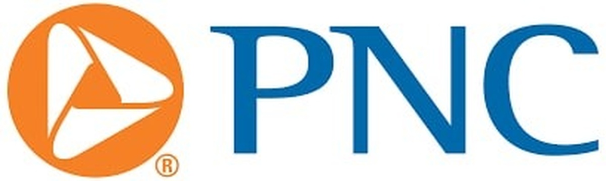 PNC Bank logo consisting of an orange circular symbol on the left, featuring a triangular white shape with rounded edges inside, and the letters ‘PNC’ in blue uppercase font on the right. The design is simple, clean, and corporate, representing the branding of PNC Financial Services. No real people are depicted in the image.
